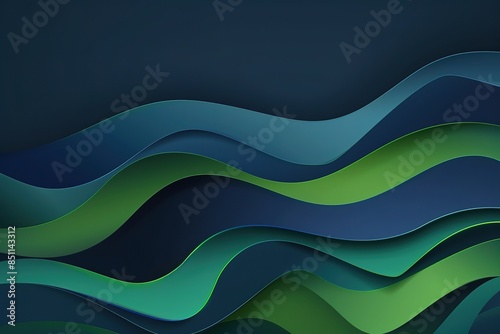 Modern abstract background with dark blue and green colors, with wave shapes. The vector illustration