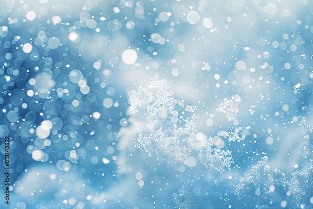 A blue sky with snowflakes falling on it