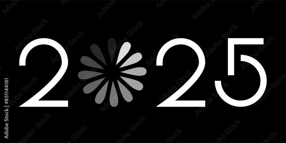 Vector. Happy new year 2025 logo text design. Design templates with