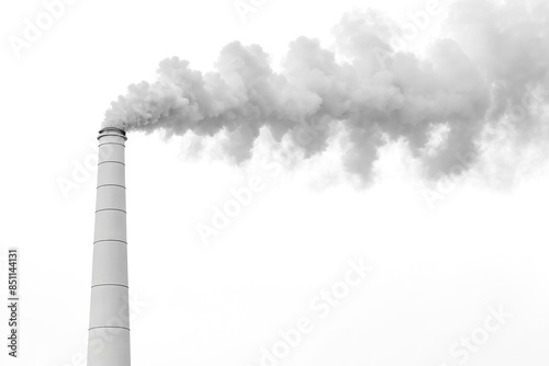 Smoke Stack Emitting Smoke Against a White Background photo