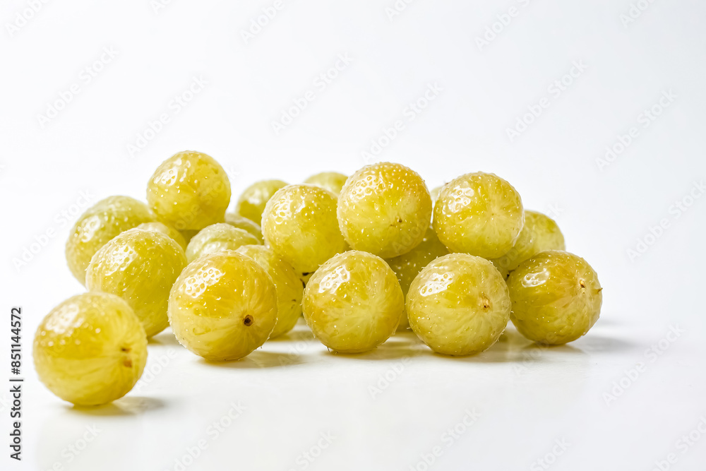 Green Grapes on White Background