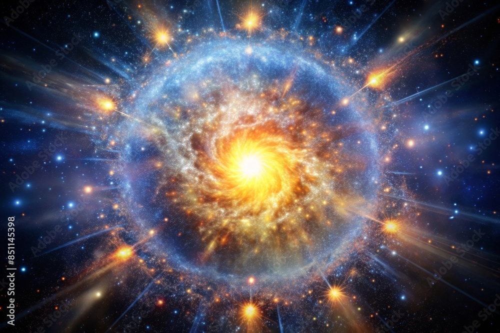 Fototapeta premium Explosion microscopic background, galaxy concept Generative AI