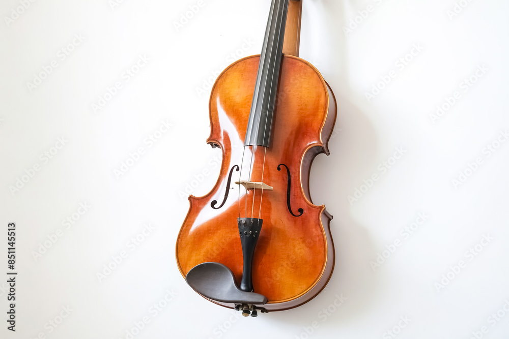Fototapeta premium Violin Hanging on a White Wall
