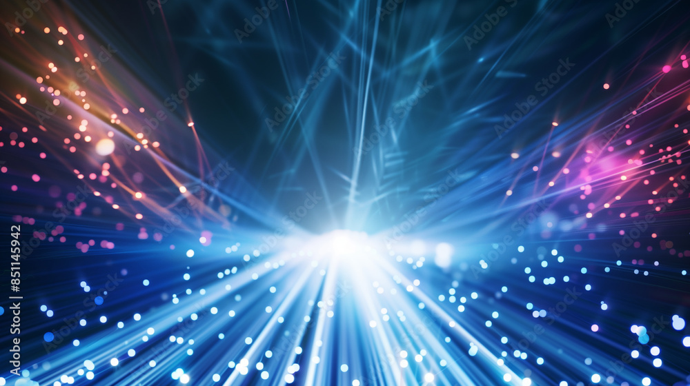 Fototapeta premium A blue sky with a bright light shining on it. The light is coming from the left side of the image