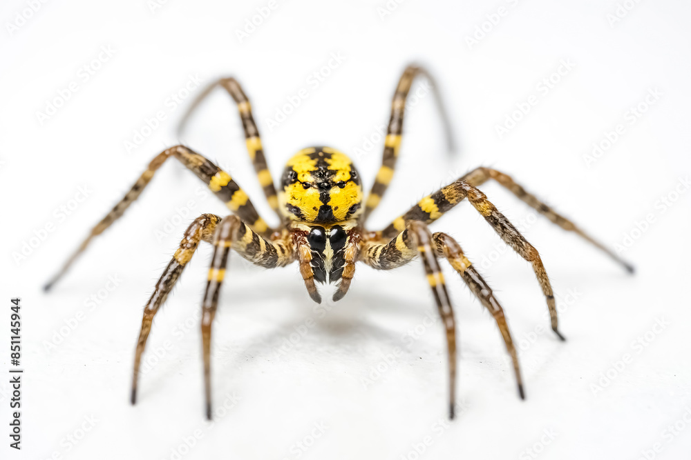 Yellow and Black Spider on White Background Yellow and Black Spider on White Background