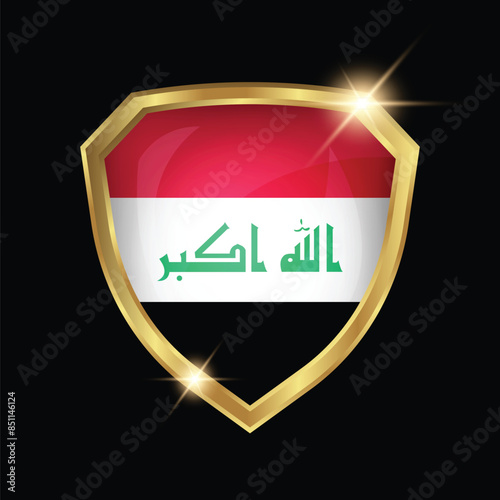 Iraq Flag Golden Shield Logo