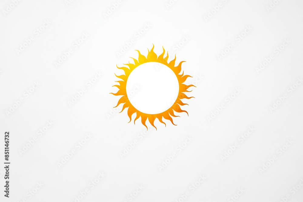 Fototapeta premium Yellow Sun on White Background