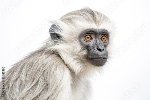 Close-up of a gray langur monkey's face
