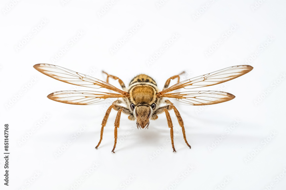 Close-up of a wasp with its wings spread wide Close-up of a wasp with its wings spread wide