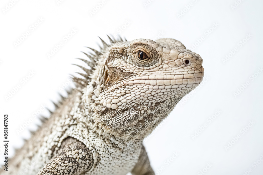 Obraz premium Close-Up of a Lizard's Head with a White Background