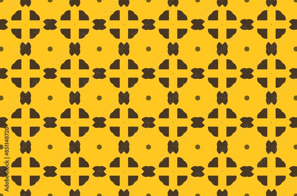 A pattern of squares and triangles in yellow and brown A pattern of squares and triangles in yellow and brown