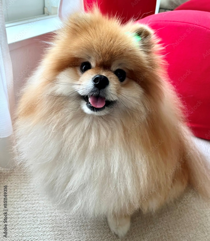 A Pomeranian with brown fluffy fur. It has a stuffed animal-like face. He is a very cute dog with a face like a stuffed animal and round eyes. A Pomeranian with brown fluffy fur. It has a stuffed animal-like face. He is a very cute dog with a face like a stuffed animal and round eyes.