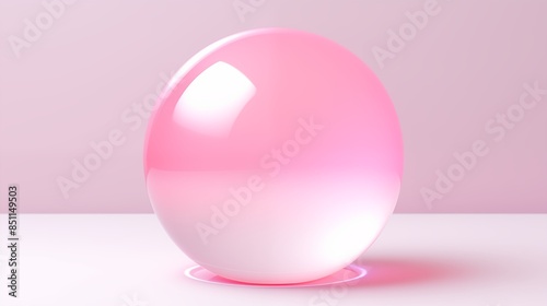 Modern and Minimalistic Pink Glossy Sphere with Light Reflections