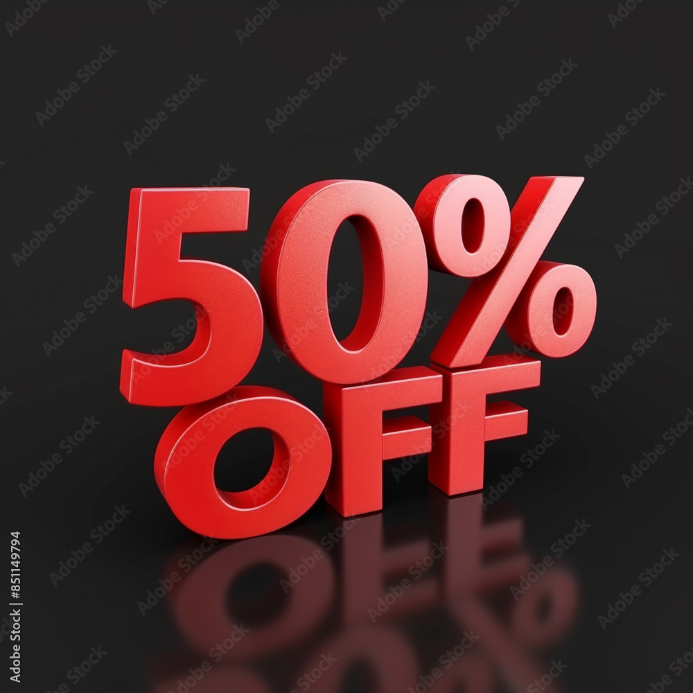 Stylish 3D Text '50%' - Graphic Design Element for Promotions and Discounts Stylish 3D Text '50%' - Graphic Design Element for Promotions and Discounts