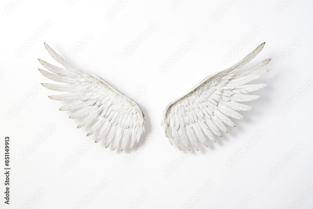 Obraz premium White Angel Wings on White Background