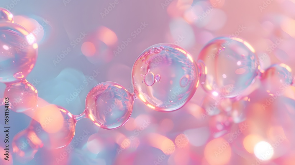 Molecule collagen inside Transparent liquid bubble on soft background, concept skin care cosmetics solution. 3d rendering. 3D Illustration Molecule collagen inside Transparent liquid bubble on soft background, concept skin care cosmetics solution. 3d rendering. 3D Illustration