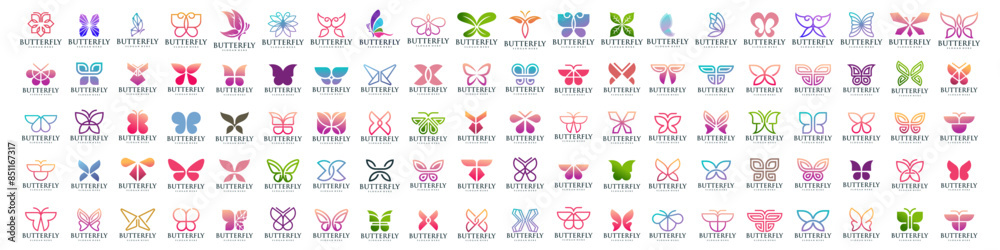 set of creative abstract butterfly logo design. Vector illustration set of creative abstract butterfly logo design. Vector illustration