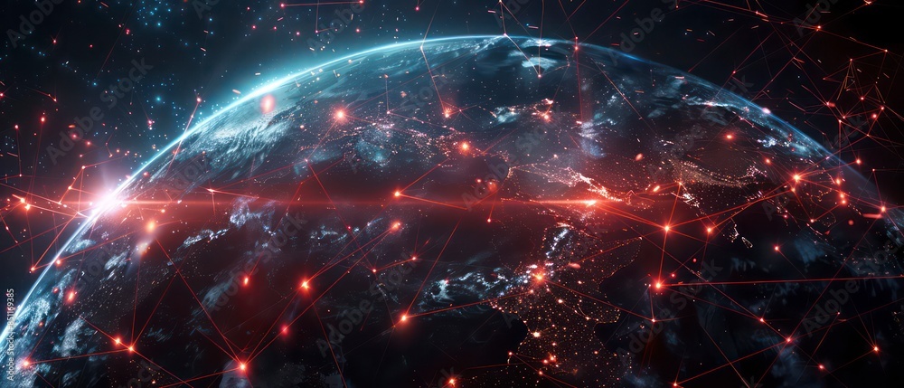 abstract representation of the digital globe, showcasing the interconnected world of technology and business, vital in today's global economy abstract representation of the digital globe, showcasing the interconnected world of technology and business, vital in today's global economy