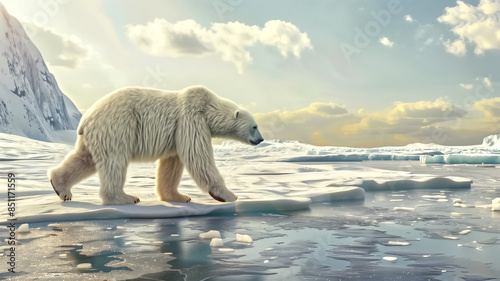 majestic polar bear walking on melting pack ice in the arctic cl photo