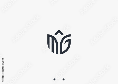 mg letter with rose logo design vector silhouette illustration
