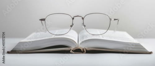 Open books with glasses on top, symbolizing the pursuit of knowledge and the joy of reading in education and business contexts