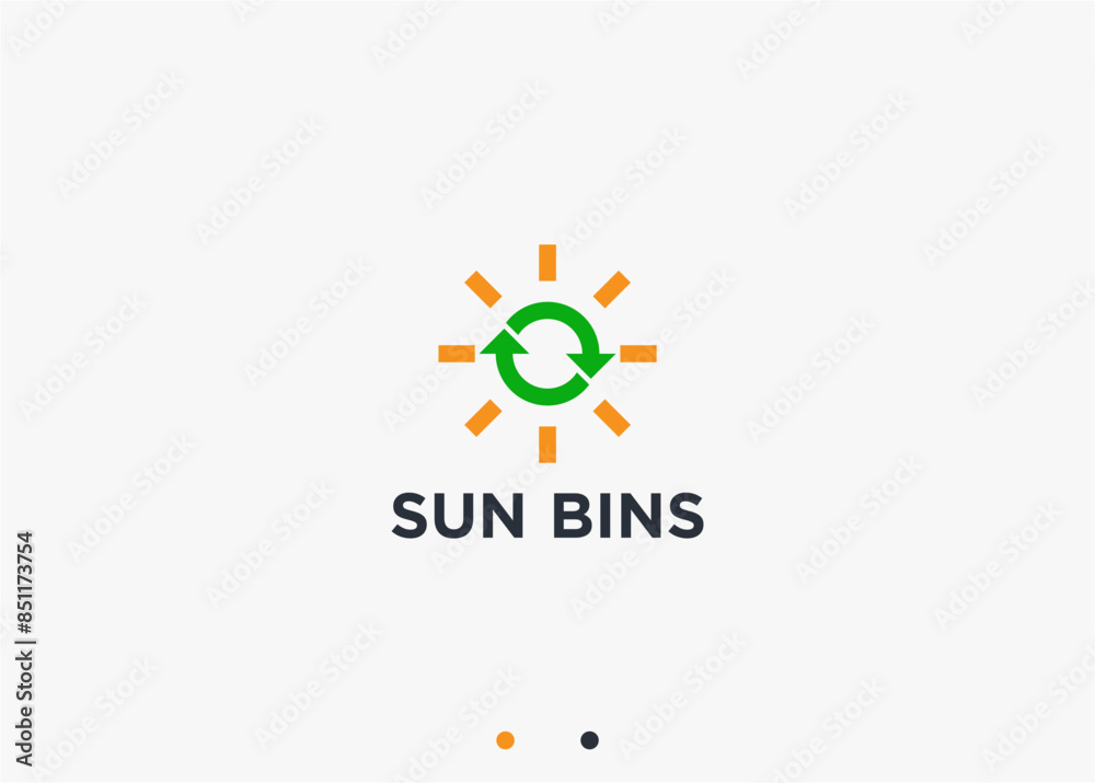 trash can with sun logo design vector silhouette illustration trash can with sun logo design vector silhouette illustration
