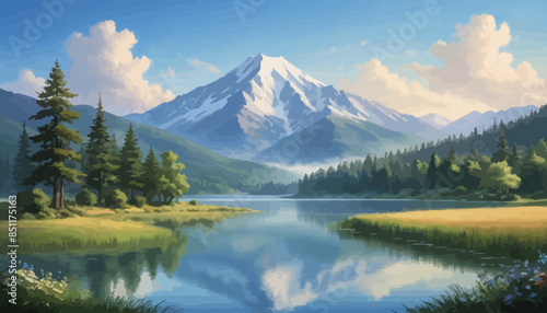 Majestic Mountain Lake Scene