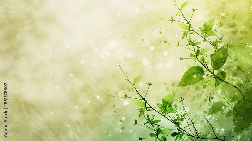 A delicate branch with green leaves against a soft, blurred green and yellow background, creating a serene and natural feel. A delicate branch with green leaves against a soft, blurred green and yellow background, creating a serene and natural feel.