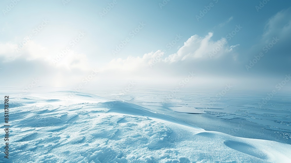 A vast, icy landscape stretches out under a bright, blue sky. The sun shines down on the snow-covered ground, creating a sense of peace and serenity. A vast, icy landscape stretches out under a bright, blue sky. The sun shines down on the snow-covered ground, creating a sense of peace and serenity.