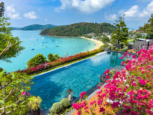 Pool view in Ao Yon Yai beach in Phuket, Thailand photo