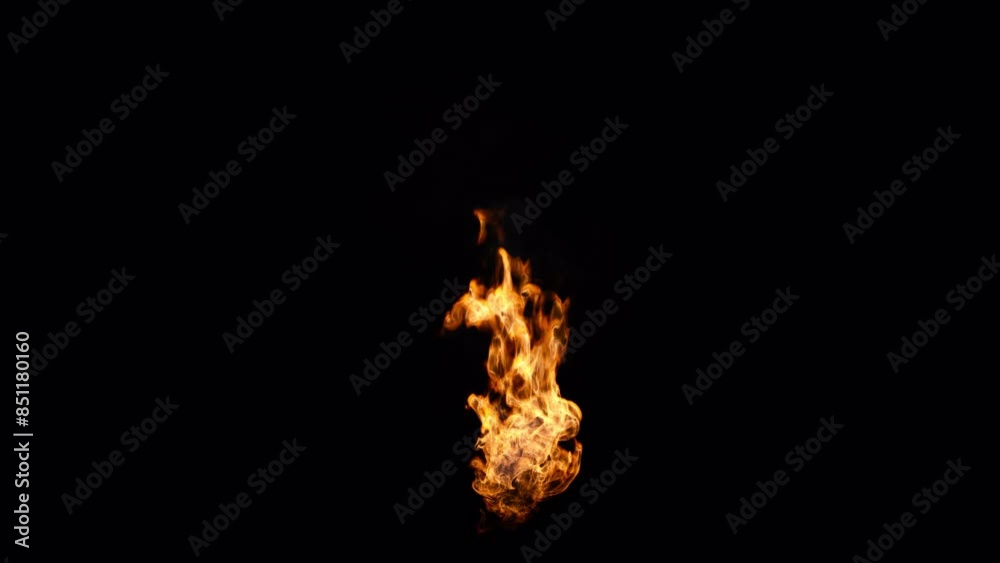 Perfectly looping realistic flames with smoke, center frame, 4k 30p WITH ALPHA, perfect for tough jobs and video games