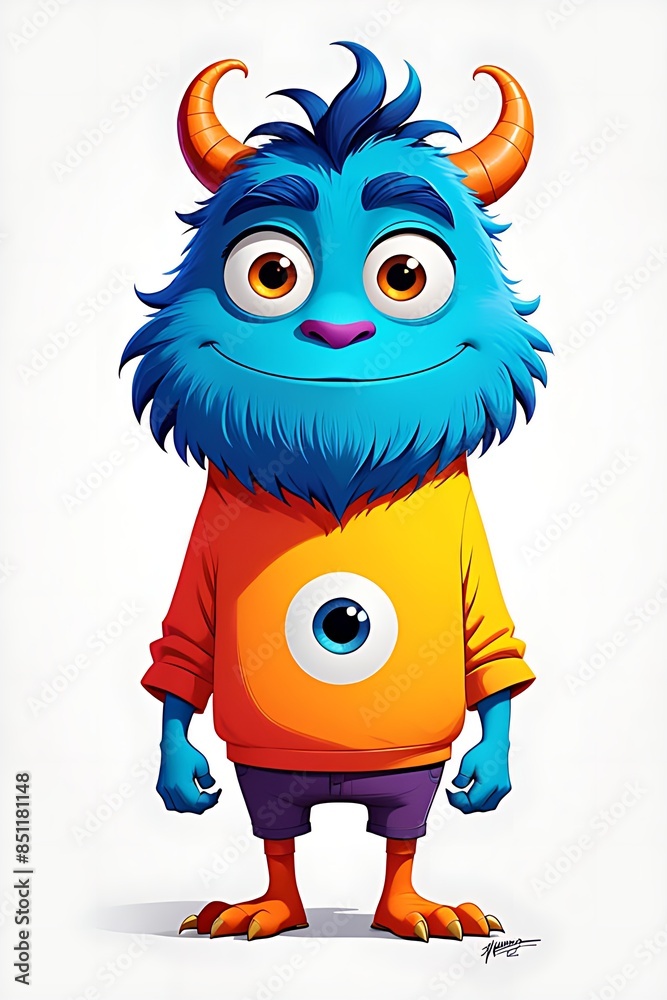 Naklejka premium Unique and brightly colored monster character designs for screen printing on clothes. Modern, attractive and eye-catching style, suitable for all ages
