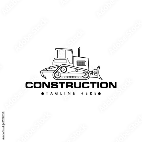 bull dozer logo on white background