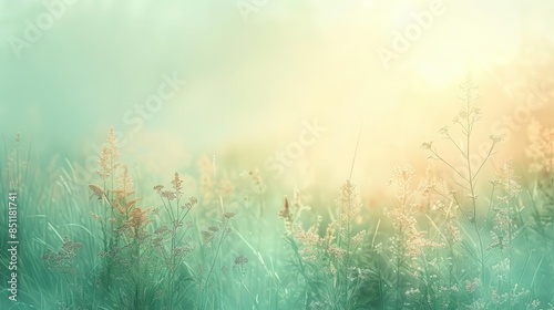 A delicate morning mist rolling over a quiet meadow