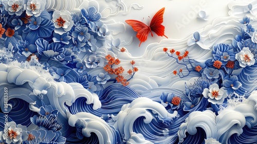 Whimsical paper garden, exquisite butterfly and floral sculptures. crafted with care, illustrating dreams and romance, perfect for banner displays with organic charm