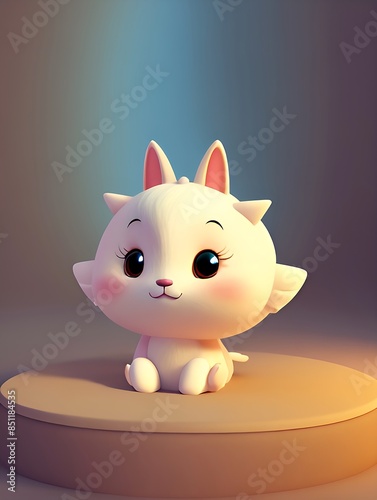 Cute cartoon cat enjoying a cup of tea or coffee © Jessada