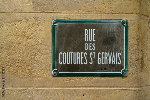 vintage name signs of paris , Rue des Coutures Saint Gervais photo