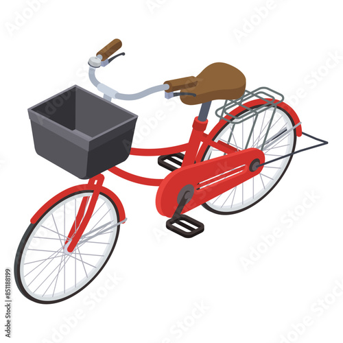 アイソメトリックで描いた赤い自転車のイラスト