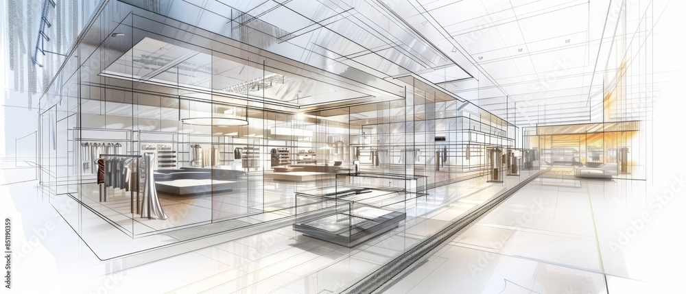Modern Retail Store Interior Design Concept. Modern Retail Store Interior Design Concept.