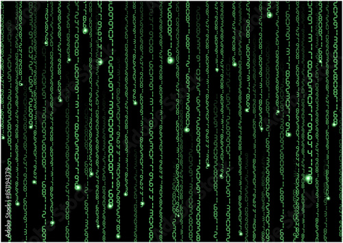 デジタル数字列が並ぶマトリックスな緑の背景