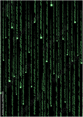 デジタル数字列が並ぶマトリックスな緑の背景
