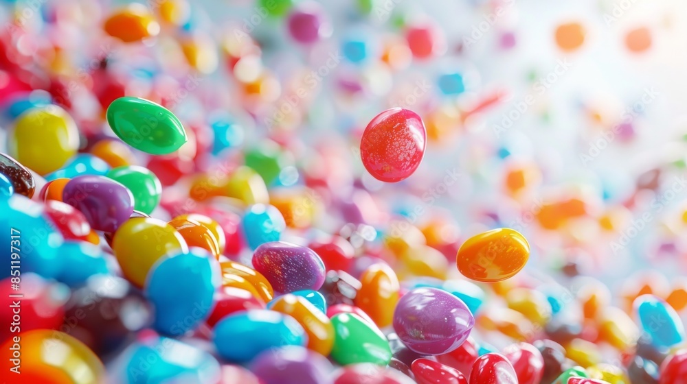 Vibrant Candy Scattered on a White Background Vibrant Candy Scattered on a White Background