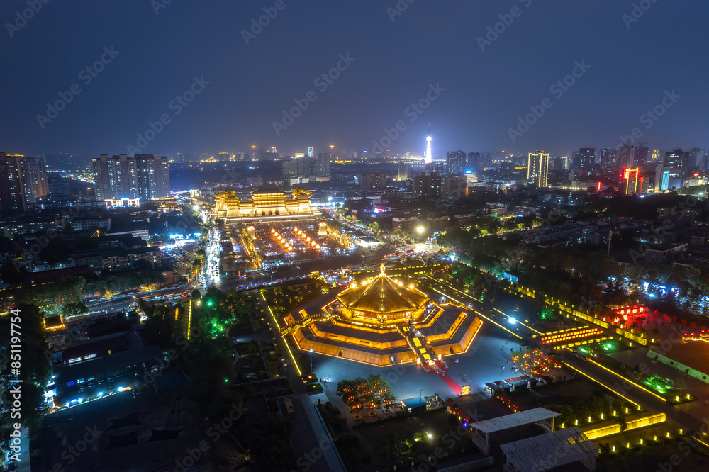 Illuminated City Skyline at Night Illuminated City Skyline at Night