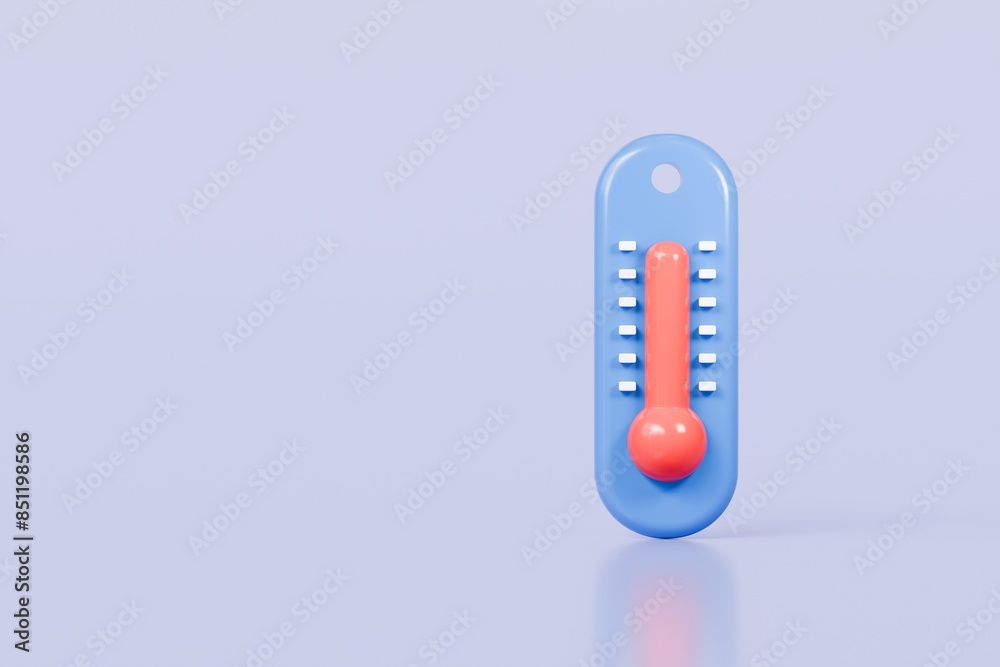 3d Thermometer icon isolated on blue background. The concept of weather and increased temperature. Climate change concept, Science tool concept. Minimal Thermometer weather simple icon. 3d render. 3d Thermometer icon isolated on blue background. The concept of weather and increased temperature. Climate change concept, Science tool concept. Minimal Thermometer weather simple icon. 3d render.