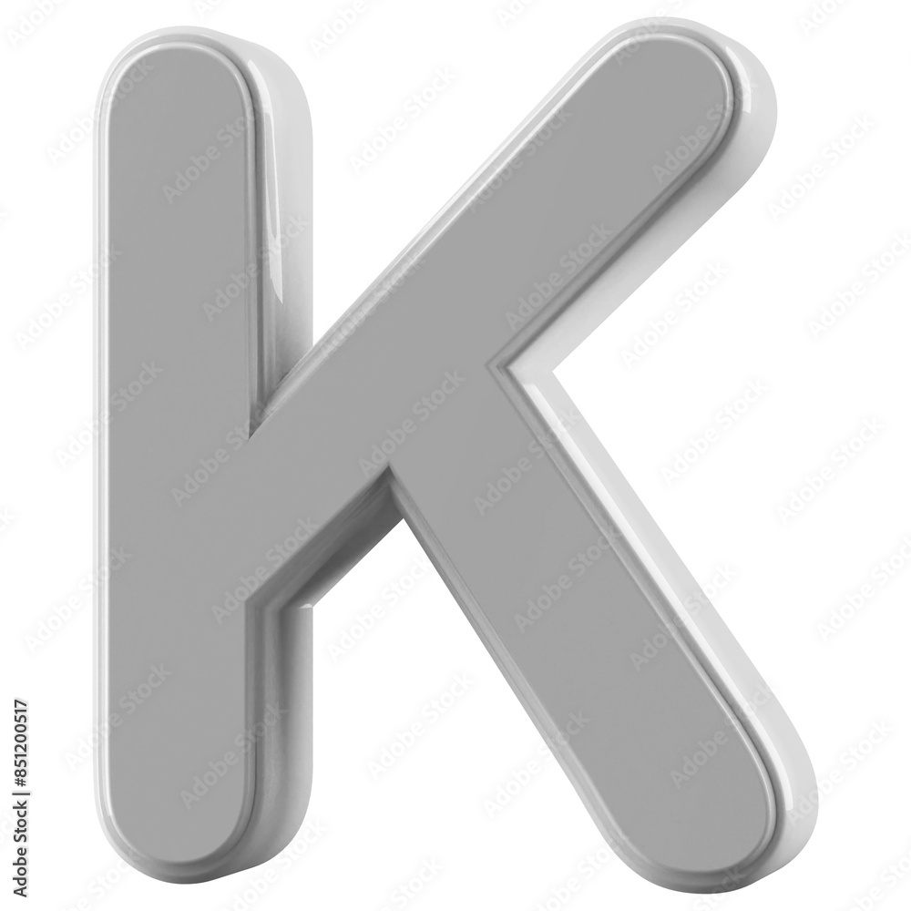 Silver 3D Font Letter K uppercase Silver 3D Font Letter K uppercase