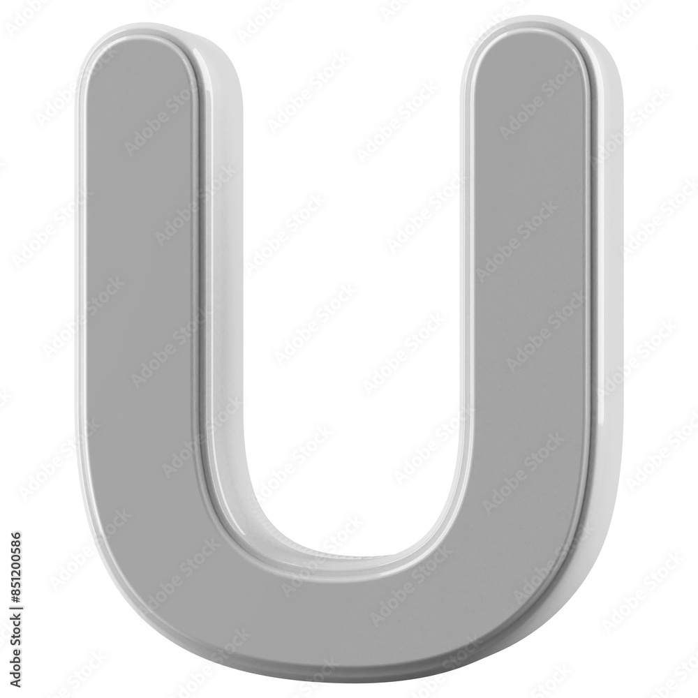 Silver 3D Font Letter U uppercase Silver 3D Font Letter U uppercase