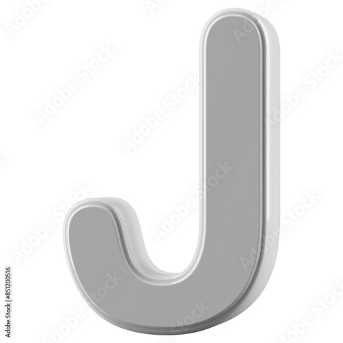 Silver 3D Font Letter J uppercase