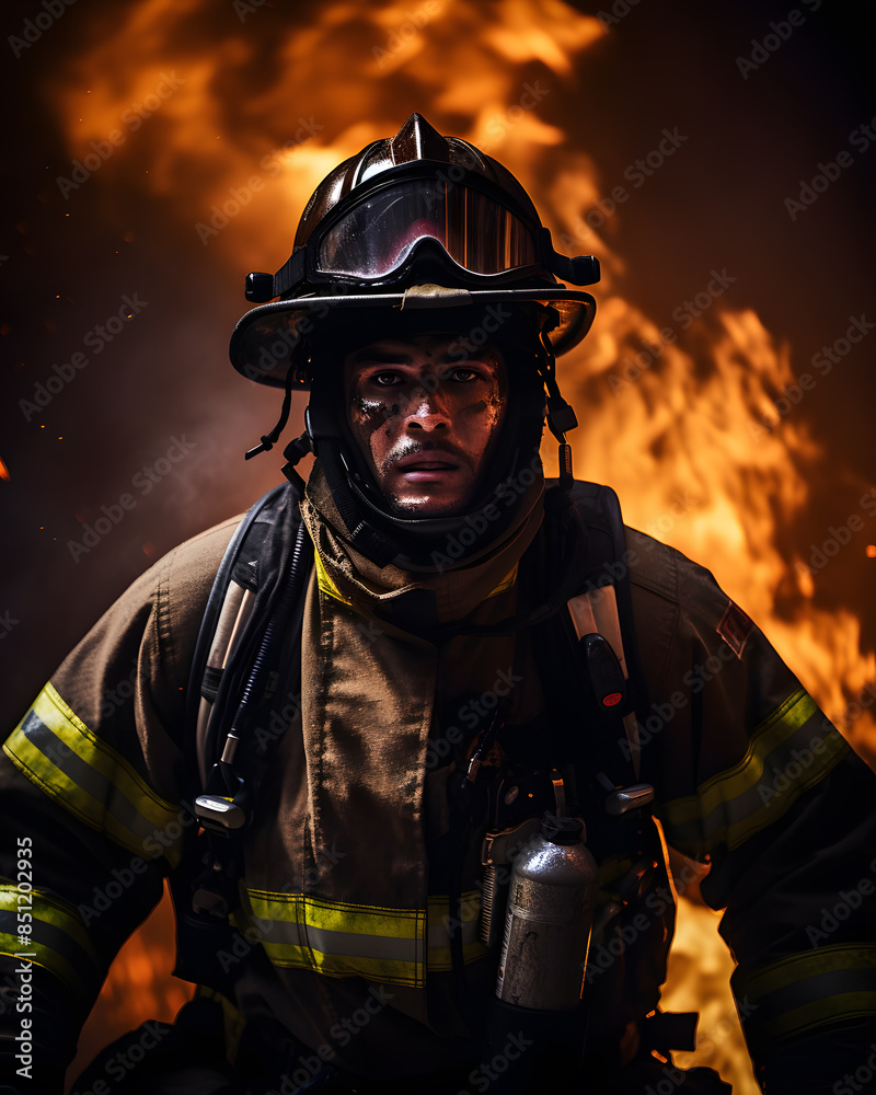 Firefighter Emerging from Smoke and Flames
Firefighter Emerging from Smoke and Flames