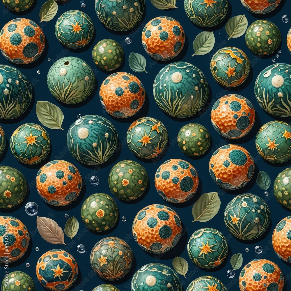 Ornamental Spheres with Leaf Pattern. Ornamental Spheres with Leaf Pattern.