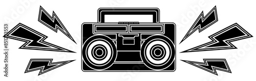 Retro boombox tape icon. portable radio stereo recorder symbol vintage design vector illustration
